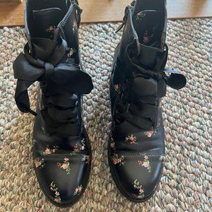 BP.  - LEX-LEA Navy Floral Leather Ankle Boot  - Women's  8 1/2